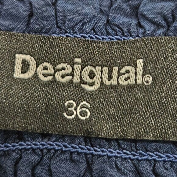 Desigual Small Skirt Blue Boho Cottagecore Fairy Bird Print Mini Ruffle PullOn - Picture 4 of 6